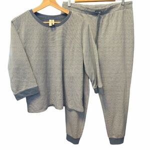 Miiyu Blue Striped 2 Piece Comfy Set